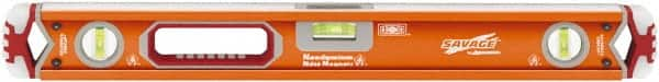 SAVAGE by SWANSON - Magnetic 24" Long 3 Vial Box Beam Level - Aluminum, Orange - Caliber Tooling