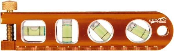 SAVAGE by SWANSON - Magnetic 9" Long 4 Vial Torpedo Level - Aluminum, Orange - Caliber Tooling