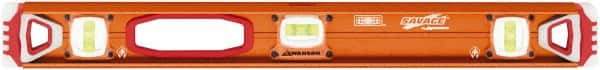 SAVAGE by SWANSON - Magnetic 24" Long 3 Vial I-Beam Level - Aluminum, Orange - Caliber Tooling