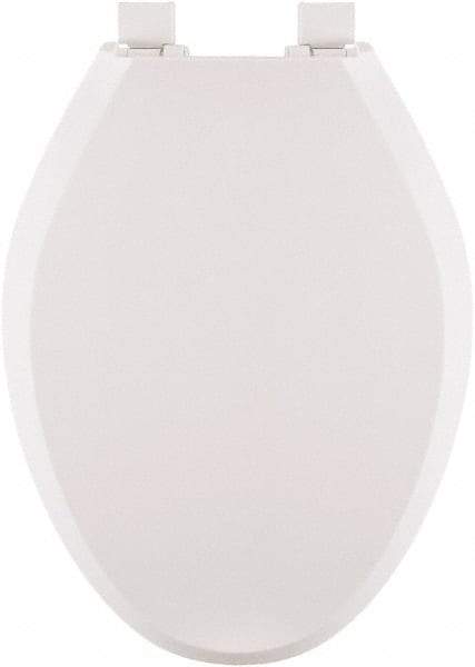 CENTOCO - 18.6 Inch Long, 1-3/4 Inch Inside Width, Polypropylene, Elongated, Closed Front with Cover, Toilet Seat - 14 Inch Outside Width, Residential Installation, White - Caliber Tooling