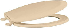 CENTOCO - 18.11 Inch Long, 1-3/4 Inch Inside Width, Polypropylene, Elongated, Closed Front with Cover, Toilet Seat - 14 Inch Outside Width, Residential Installation, Bone and Almond - Caliber Tooling