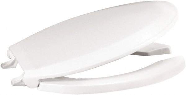 CENTOCO - 18.9 Inch Long, 2 Inch Inside Width, Polypropylene, Elongated, Open Front with Cover, Toilet Seat - 14 Inch Outside Width, Residential, Commercial, Health Care, Industrial, Institutional Installation, White - Caliber Tooling