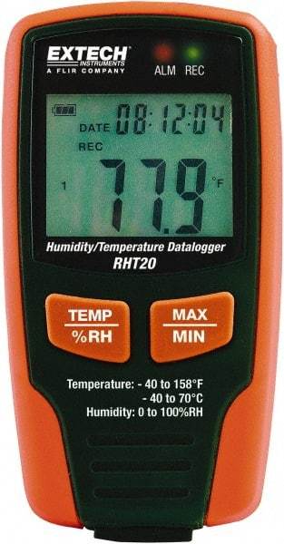 Extech - -40 to 158°F, 0 to 100% Humidity Range, Temp Recorder - Caliber Tooling