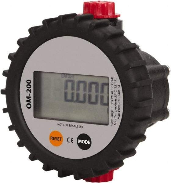 PRO-LUBE - 1/2" FNPT Port Oval Gear Flowmeter with Local Display - 1000 Max psi, 0.3 to 8 GPM, Aluminum - Caliber Tooling