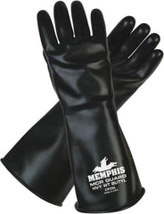 MCR Safety - Size S (7), 14" Long, 25 mil Thick, Butyl Chemical Resistant Gloves - Smooth Finish, Black - Caliber Tooling