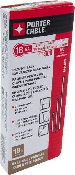 Porter-Cable - 18 Gauge 2" Long Brad Nails for Power Nailers - Steel, Galvanized Finish, Smooth Shank, Straight Stick Collation, Brad Head, Chisel Point - Caliber Tooling