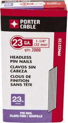 Porter-Cable - 23 Gauge 1-1/4" Long Pin Nails for Power Nailers - Steel, Galvanized Finish, Smooth Shank, Straight Stick Collation, Chisel Point - Caliber Tooling