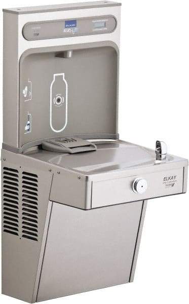 ELKAY - 8 GPH Cooling Capacity Barrier Free Wall Mounted Water Cooler & Fountain - Bottle Filling, 20 to 105 psi, 0.20 hp, Stainless Steel - Caliber Tooling