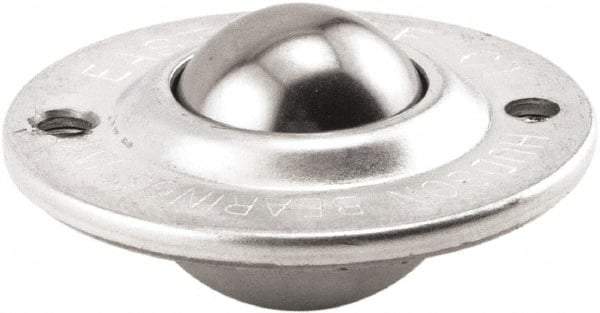 Hudson Bearing - 1 Inch Diameter, Round, Stainless Steel Ball Transfer - 2-1/4 Inch Overall Diameter, 3/4 Inch Mount Height, 75 Lb. Capacity - Caliber Tooling