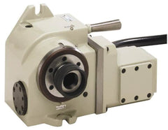 Yuasa - 2 Spindle, 100 Max RPM, 0.53 hp, Horizontal & Vertical CNC Collet Rotary Indexer - 20 kg (44 Lb) Max Horiz Load, 150.11mm Centerline Height - Caliber Tooling