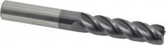 Accupro - 1/2", 4 Flute, Single End, Solid Carbide, 0.06" Corner Radius End Mill - 4" OAL, 40° Helix, Right Hand Flute, 2" LOC, Right Hand Cut - Caliber Tooling