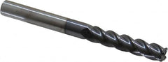 Accupro - 3/8", 4 Flute, Single End, Solid Carbide, 0.06" Corner Radius End Mill - 4" OAL, 40° Helix, Right Hand Flute, 1-3/4" LOC, Right Hand Cut - Caliber Tooling