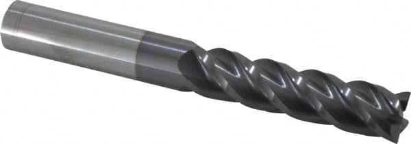 Accupro - 3/4", 4 Flute, Single End, Solid Carbide, 0.02" Corner Radius End Mill - 6" OAL, 40° Helix, Right Hand Flute, 3" LOC, Right Hand Cut - Caliber Tooling