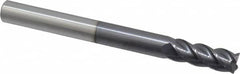 Accupro - 3/8", 4 Flute, Single End, Solid Carbide, 0.01" Corner Radius End Mill - 4" OAL, 40° Helix, Right Hand Flute, 1" LOC, Right Hand Cut - Caliber Tooling