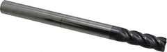 Accupro - 1/2", 4 Flute, Single End, Solid Carbide, 0.02" Corner Radius End Mill - 6" OAL, 40° Helix, Right Hand Flute, 1-1/2" LOC, Right Hand Cut - Caliber Tooling