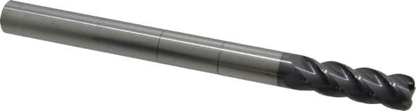 Accupro - 1/2", 4 Flute, Single End, Solid Carbide, 0.09" Corner Radius End Mill - 6" OAL, 40° Helix, Right Hand Flute, 1-1/2" LOC, Right Hand Cut - Caliber Tooling