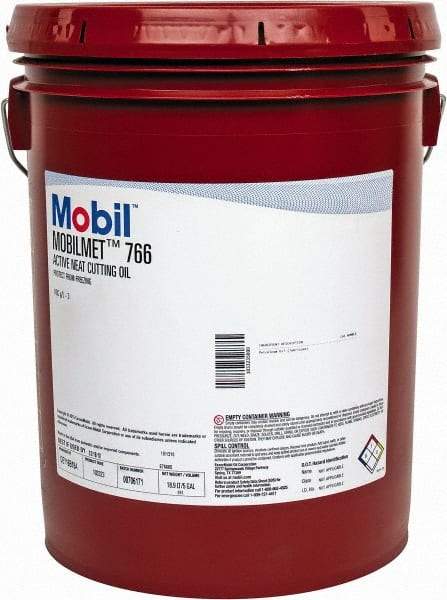 Mobil - Mobilmet 766, 5 Gal Pail Cutting Fluid - Straight Oil, For Automatic Lathe Operations, Broaching, Gear Shaving, Milling, Parting-Off, Planing, Shaping, Tapping, Threading - Caliber Tooling