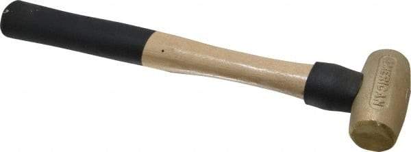 American Hammer - 1-1/2 Lb Head 1-3/8" Face Brass Head Hammer - 12" OAL, Wood Handle - Caliber Tooling