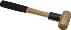 American Hammer - 1 Lb Head 1-1/8" Face Brass Head Hammer - 12" OAL, Wood Handle - Caliber Tooling