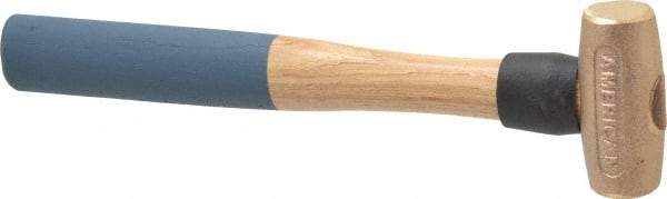 American Hammer - 1-1/2 Lb Head 1-3/8" Face Bronze Nonmarring Hammer - 12" OAL, Wood Handle - Caliber Tooling