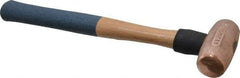 American Hammer - 3 Lb Nonsparking Copper Head Hammer - 15" OAL, 4" Head Length, 1-1/2" Face Diam, 15" Hickory Handle - Caliber Tooling