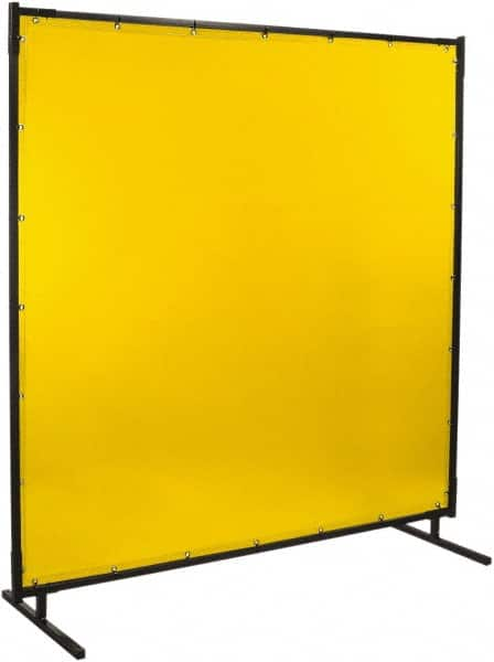 Steiner - 6 Ft. Wide x 6 Ft. High x 1 Inch Thick, 14 mil Thick Transparent Vinyl Portable Welding Screen Kit - Yellow - Caliber Tooling