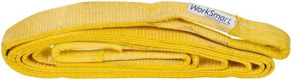 Value Collection - 20' Long x 3" Wide, 27,000 Lb Basket Capacity, 1 Ply, Polyester Web Sling - Yellow - Caliber Tooling