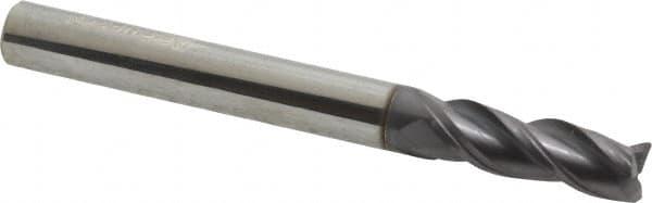 Accupro - 1/4", 3 Flute, Single End, Solid Carbide, 0.0150 - 0.0200" Corner Radius End Mill - 2-1/2" OAL, Right Hand Flute, 3/4" LOC, Right Hand Cut - Caliber Tooling