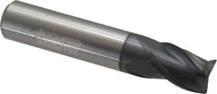 Accupro - 3/8" Diam 3 Flute Solid Carbide 0.015 to 0.020" Corner Radius End Mill - Caliber Tooling