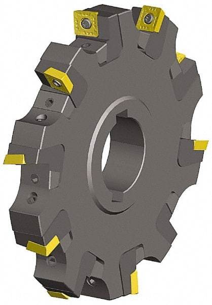 Kennametal - Arbor Hole Connection, 0.461" Cutting Width, 1.851" Depth of Cut, 6" Cutter Diam, 1-1/2" Hole Diam, 12 Tooth Indexable Slotting Cutter - KSSS Toolholder, SDCT, SDCW, SDET, SDPT Insert, Right Hand Cutting Direction - Caliber Tooling