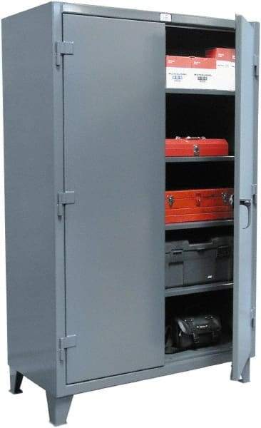 Strong Hold - 3 Shelf Locking Storage Cabinet - Steel, 48" Wide x 24" Deep x 60" High, Dark Gray - Caliber Tooling