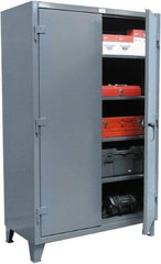 Strong Hold - 4 Shelf 6 Bin Locking Storage Cabinet - Steel, 60" Wide x 24" Deep x 72" High, Dark Gray - Caliber Tooling