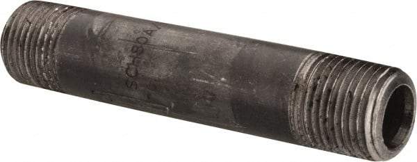 Value Collection - Schedule 80, 1/2" Diam x 4" Long Black Pipe Nipple - Threaded - Caliber Tooling