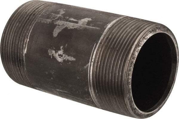 Value Collection - Schedule 80, 2" Diam x 4" Long Black Pipe Nipple - Threaded - Caliber Tooling