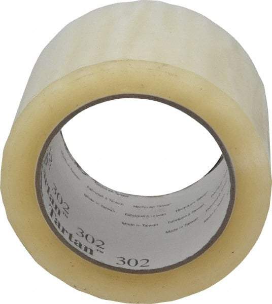 3M - 3" x 110 Yd Clear Acrylic Adhesive Sealing Tape - Polypropylene Film Backing, 1.6 mil Thick, 40 Lb Tensile Strength, Series 302 - Caliber Tooling