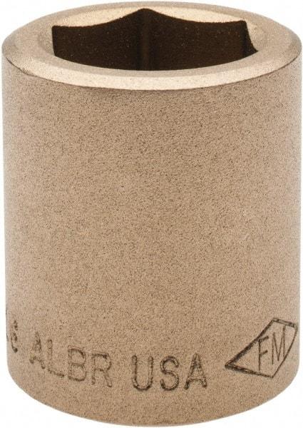 Ampco - 13/16", 1/2" Drive, Standard Hand Socket - 6 Points, 1-7/16" OAL, Aluminum Bronze - Caliber Tooling