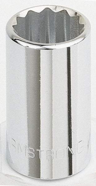 Armstrong - 1/2" Drive, Standard Hand Socket - 12 Points, 1-15/32" OAL, Chrome Finish - Caliber Tooling