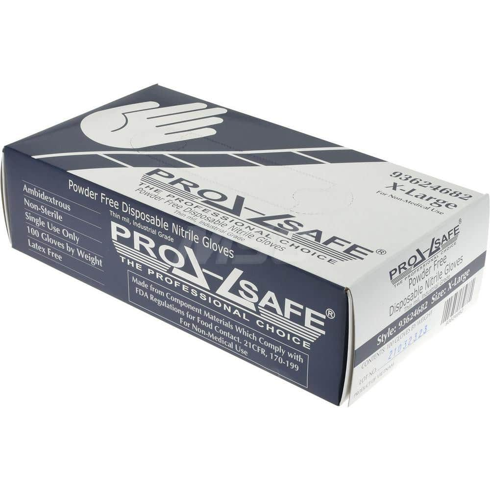 PRO-SAFE - 100 Piece Pack, Size XL, 3 mil, Industrial Grade, Powder Free Nitrile Disposable Gloves - Exact Industrial Supply