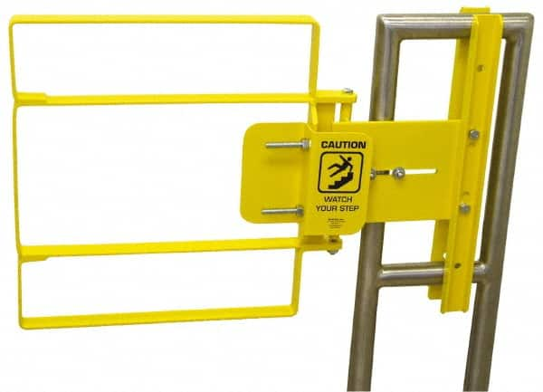 FabEnCo - Powder Coated Carbon Steel Self Closing Rail Safety Gate - Fits 22 to 24-1/2" Clear Opening, 24-1/2" Wide x 22" Door Height, 42 Lb, Yellow - Caliber Tooling