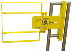 FabEnCo - Powder Coated Carbon Steel Self Closing Rail Safety Gate - Fits 37 to 39-1/2" Clear Opening, 39-1/2" Wide x 22" Door Height, 48 Lb, Yellow - Caliber Tooling