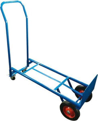 PRO-SOURCE - 600 Lb Capacity 46" OAH Convertible Hand Truck - 8 x 14" Base Plate, Swept Back Handle, Steel, Semi-Pneumatic Wheels - Caliber Tooling