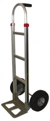 PRO-SOURCE - 500 Lb Capacity 52" OAH Hand Truck - 7-1/2 x 14" Base Plate, Single Grip Handle, Aluminum, Full Pneumatic Wheels - Caliber Tooling