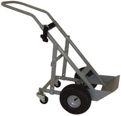 PRO-SOURCE - 500 Lb Capacity 48" OAH Cylinder Hand Truck - 7-1/2 x 14" Base Plate, Swept Back Handle, Steel, Full Pneumatic Wheels - Caliber Tooling