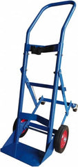 PRO-SOURCE - 500 Lb Capacity 48" OAH Cylinder Hand Truck - 7-1/2 x 14" Base Plate, Swept Back Handle, Steel, Semi-Pneumatic Wheels - Caliber Tooling