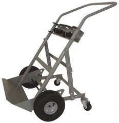 PRO-SOURCE - 500 Lb Capacity 48" OAH Cylinder Hand Truck - 7-1/2 x 14" Base Plate, Swept Back Handle, Steel, Full Pneumatic Wheels - Caliber Tooling