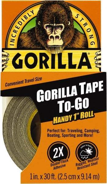 Gorilla Tape - 1" x 10 Yds Black Duct Tape - 17 mil, Rubber Adhesive, Cotton/Polyester Blend Cloth Backing, 32°F to 150°F - Caliber Tooling