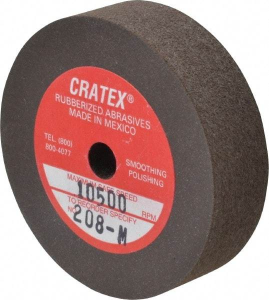 Cratex - 2" Diam x 1/4" Hole x 1/2" Thick, Surface Grinding Wheel - Silicon Carbide, Medium Grade, 10,500 Max RPM, Rubber Bond, No Recess - Caliber Tooling