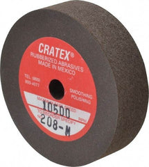 Cratex - 2" Diam x 1/4" Hole x 1/2" Thick, Surface Grinding Wheel - Silicon Carbide, Medium Grade, 10,500 Max RPM, Rubber Bond, No Recess - Caliber Tooling