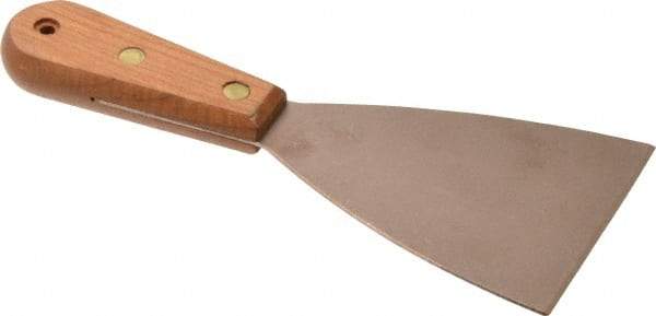 Ampco - 3-1/2" Wide Nickel Copper Putty Knife - Stiff, Wood Handle, 8-1/2" OAL - Caliber Tooling