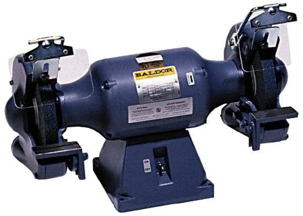 Baldor - 14" Wheel Diam x 3" Wheel Width, 5 hp Grinder - 1-1/4" Arbor Hole Diam, 3 Phase, 1,800 Max RPM, 230 Volts - Caliber Tooling